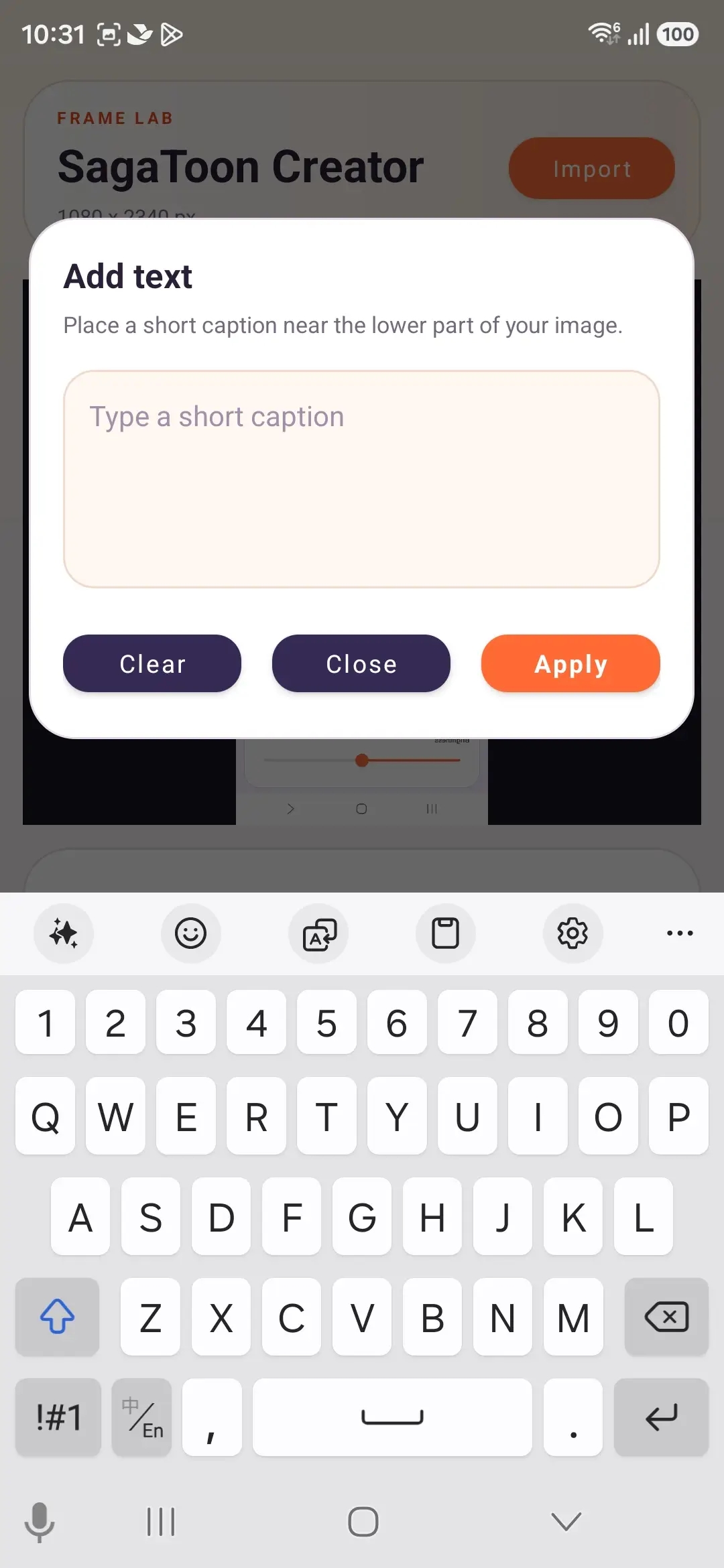 SagaToon Creator add text dialog